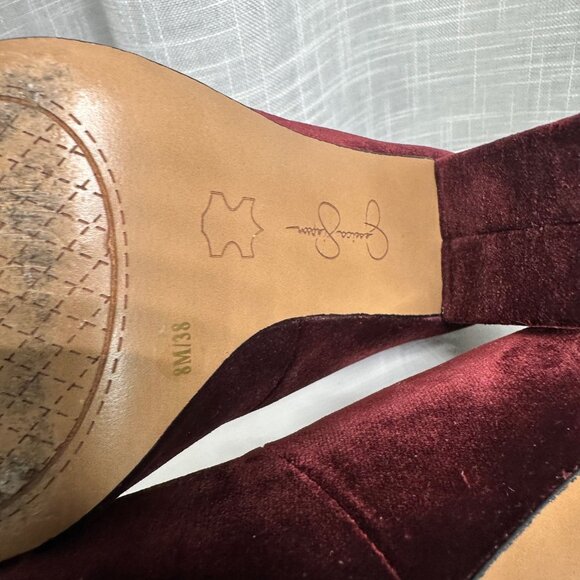 Jessica Simpson Burgundy Tanysha Velvet Block-Heel Point Toe Pumps 8 - Picture 13 of 14